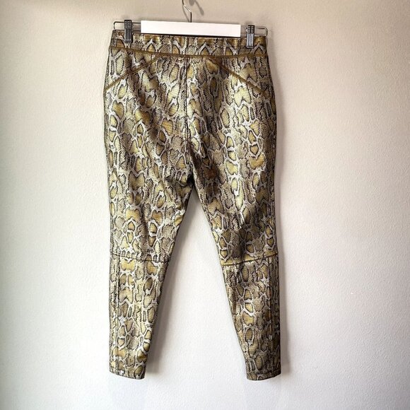 Free People Rio Snakeskin High Rise Skinny Pants Leggings Gold S - Picture 6 of 9